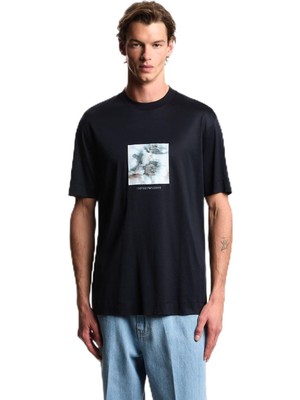 Şanal Erkek Bisiklet Yaka Regular Fit Kısa Kol Pamuk Karışım Lacivert T-Shirt EM005272 AF10017-UB118