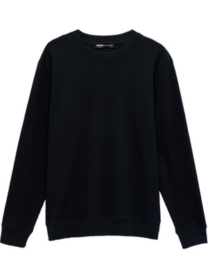 Şanal Uzun Kollu Fitilli Regular Fit Basic Bisiklet Yaka Sweatshirt