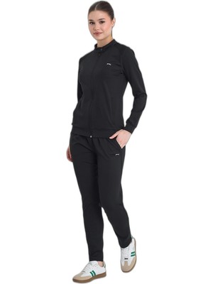 Şanal Slazenger Rona Kadın Fermuarlı Dik Yaka Cepli Siyah Eşofman Takımı