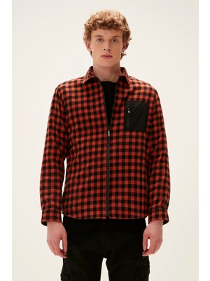 Şanal Bad Bear Erkek 220230006 Liam Full-Zip Gömlek, Turuncu, L