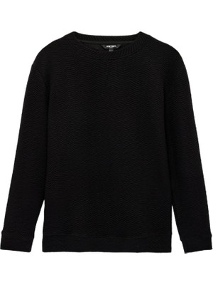 Şanal Regular Fit Uzun Kollu Dokulu Bisiklet Yaka Sweatshirt