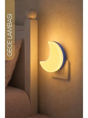 aklow akyoleticaret Yarım Ay Gece Lambası On/off Tuşlu Koridor Hol Işığı Uyuma Işığı Sarı K6975