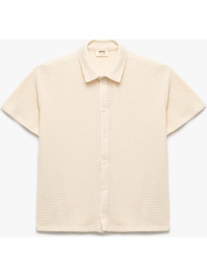 Şanal Pamuklu Oversize Düğmeli Basic Kısa Kollu Gömlek