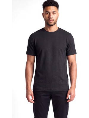 Şanal Erkek Normal Kesim Pamuklu Jakarlı Jarse Kumaş Kısa Kollu Siyah T-Shirt EM007038 AF10762-FC328