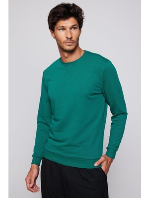 Şanal Tudors Bisiklet Yaka Sweatshirt Relax Fit, S, SW230001-01, Yeşil, Erkek