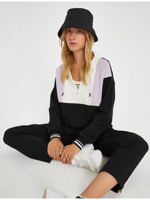 Şanal Kapüşonlu Renk Bloklu Sweatshirt