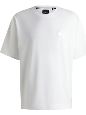 Şanal Erkek Marka Logo Detaylı Bisiklet Yaka Regular Fit Beyaz T-Shirt 50518743-100