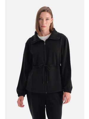 Şanal Dagi Sweatshirt Bel Büzgülü Uzun Modal, S, 25WW11430BB, Siyah, Kadın, 366