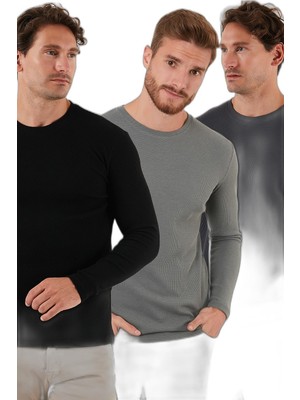 Şanal Buratti Pamuklu Bisklet Yaka Normal Kalıp Basic 3'lü Paket Sweat Erkek Sweat 5905073S3