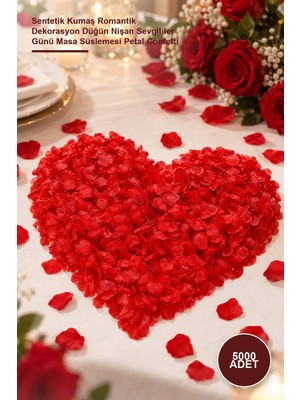 Yenilig 5000 Adet Kırmızı Gül Yaprağı Şekilli Konfeti – Sentetik Kumaş Romantik Dekorasyon Düğün Nişan Sevgililer Günü Masa Süslemesi Petal Confetti