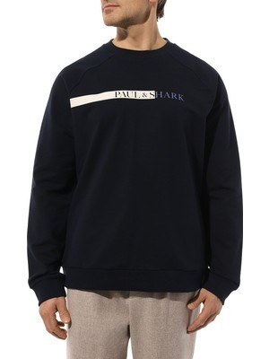 Şanal Erkek Marka Logo Detaylı Regular Fit Uzun Kollu Lacivert Sweatshirt 24411896-013