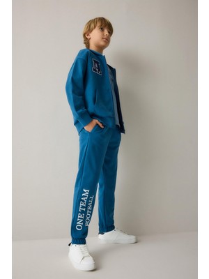 Şanal Defacto Regular Jogger Fit Baskılı Indigo Eşofman Altı Erkek Çocuk H9900A826AU