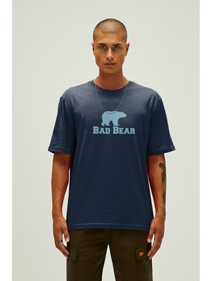 Şanal Bad Bear Muscle Basıc T-Shırt Navy Erkek Bisiklet Yaka Lacivert Tişört Lacivert