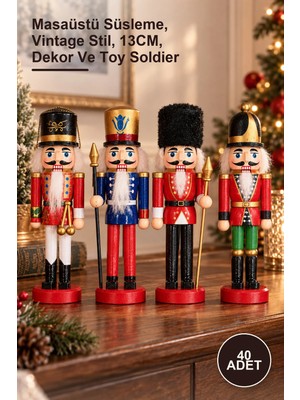 Yenilig 40 Adet Kurşun Asker Ahşap Dekoratif Figür – Masaüstü Süsleme, Vintage Stil, 13CM, Dekor ve Toy Soldier
