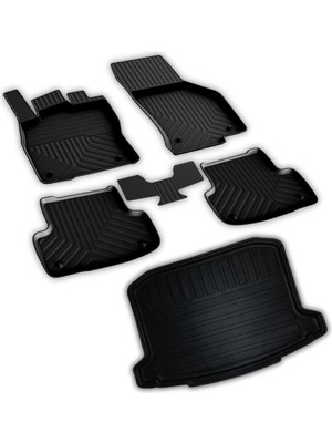 Şanal Ferrous Autoaccessories Seat Ateca 4x2 ile Uyumlu 4d Paspas ve Sağ Kulaklı 3D Bagaj Havuzu 2017 ve Üstü