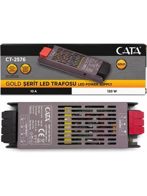 Cata CT-2576V Gold Şerit LED Trafosu 120W 10A 12V Klemensli LED Driver
