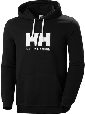 Şanal Helly Hansen Logo Erkek Kapüşonlu Sweatshirt Siyah M