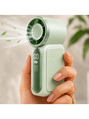 aklow akyoleticaret Vantilatör, 9cmx4 cm Ultra Mini En Küçük El Fanı Taşınabilir Şarjlı Dijital Göstergeli Ayarlanabilir Hız Kademeli Taşınabilir Soğutucu Fan Usb-C Şarjlı Masaüstü Seyahat Ofis Kamp Için Fs-24