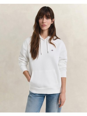 Şanal Gant Kadın Beyaz Relaxed Fit Kapüşonlu Sweatshirt
