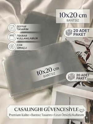 aklow akyoleticaret Bantsız 10X20 cm Kurabiye Poşeti Yapışkansız Jelatin Şeffaf Opp Torba 10X20 Cm, (20 Adet)
