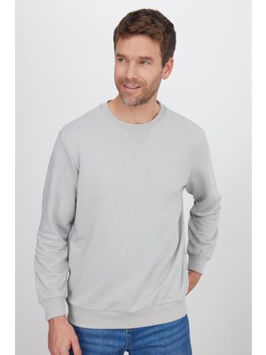Şanal Tudors Relax FIT%100 Pamuk Basic Bisiklet Yaka Sweatshirt, Xl, SW230001-01, Taş, Erkek
