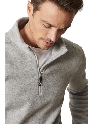 Şanal Ac&co / Altınyıldız Classics Anti-Pilling Tüylenme Yapmayan Standart Fit Dik Yaka Polar Sweatshirt, Renk Gri Melanj, Beden S