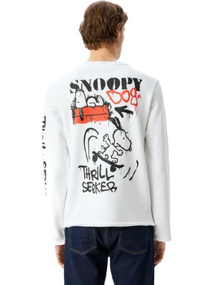 Şanal Koton Bisiklet Yaka Uzun Kollu Pamuk Karışımlı Lisanslı Snoopy Sweatshirt
