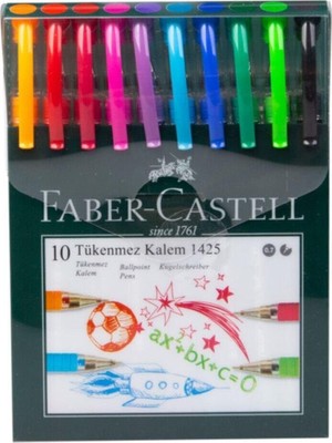 Şanal Faber-Castell Tükenmez Kalem Seti, 10 Adet, 0.7 mm Uç, Yumuşak Yazım, Ergonomik Tutuş, Renkli Karışık