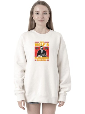 Şanal Tshirthane Pulp Fiction The Wolf's Cleaning Services Beyaz Kadın 2ip Sweatshirt P22586S6825, Xs