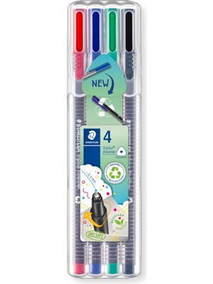 Şanal Staedtler 334 Sb4 Triplus Üçgen Fineliner Klasik Renk 0.3 mm 4'lü Set