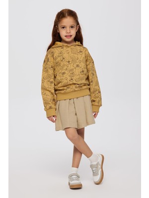Şanal Kız Çocuk Çiçek Desenli Hardal Sweatshirt 7 Yaş (122 Cm)