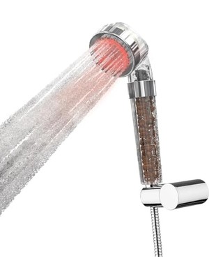 aklow akyoleticaret HP51 Isıya Duyarlı LED Işıklı Duş Başlığı Gümüş