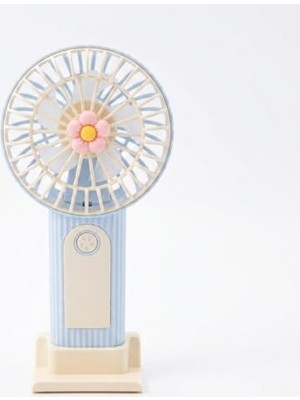 aklow akyoleticaret Mini Taşınabilir El Fanı, Masaüstü Standlı, USB Şarjlı, 16 Cm, 3 Kademeli Hız Ayarlı, Mavi