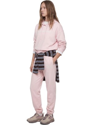Şanal Şardonlu Uzun Kollu Kapüşonlu Arkası Baskılı Oversize Sweatshirt
