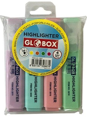 Şanal Globox-Fosforlu Kalem 4lü Pastel Renk