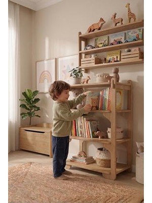 aklow akyoleticaret Montessori Çocuk Kitaplığı ve Oyuncak Rafı Vidasız Geçmeli Sistem 18 mm Mdf