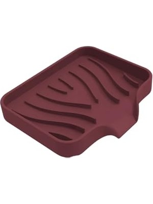 aklow akyoleticaret Bordo Silikon Vantuzlu Sabunluk, Su Giderli, Mutfak ve Banyo Için