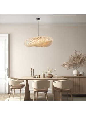 aklow akyoleticaret Marene 07 Büyük Boy 70'lik Bamboo Tekli Sarkıt, Doğal Ahşap