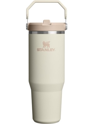Şanal Stanley Iceflow Flip Straw Tumbler Pipetli Termos Su Şişesi 0.89 Litre - Krem | Paslanmaz Çelik
