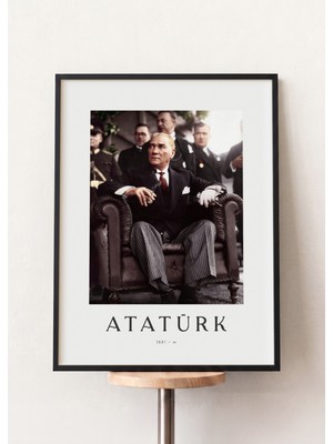 Pena Tablo Mustafa Kemal Atatürk Siyah Çerçeveli Tablo - Ulu Önder Atatürk Portresi