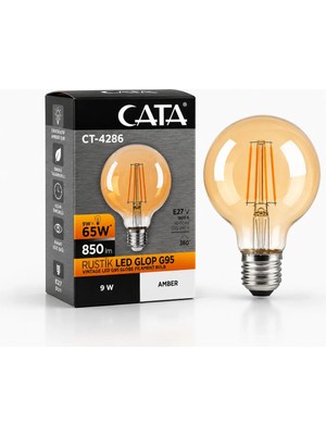 Cata CT-4286V Rustik LED Glop G95 Filament Ampul 9W Amber E27