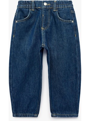 Şanal Pamuklu Beli Ayarlanabilir Lastikli Balon Form Denim Pantolon