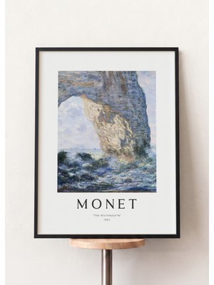 Pena Tablo Claude Monet - The Manneporte Siyah Çerçeveli Tablo - Monet Sanat Eserleri Modern Oturma Odası Dekoru