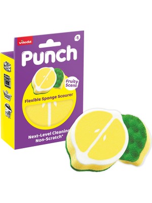Şanal Vileda Punch Limon Kokulu Çizmez Sünger, Çok Yönlü, Mutfak, Banyo, Dış Mekan Kullanımına Uygun