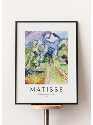 Pena Tablo Henri Matisse - Promenade Des Oliviers Siyah Çerçeveli Tablo - Matisse Sanat Eserleri Modern Oturma Odası Dekoru