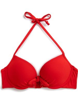 Şanal Koton Kadın Bağlama Detaylı Fiyonk Bikini Üst Kırmızı (401) 36