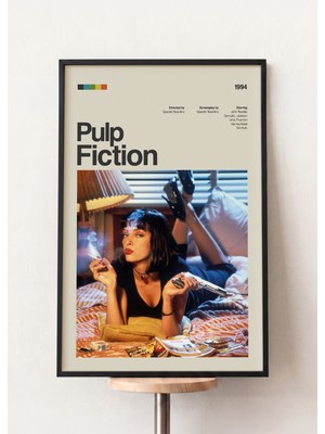 Pena Tablo Pulp Fiction Retro Film Posteri Siyah Çerçeveli Tablo - Film Poster Tablo