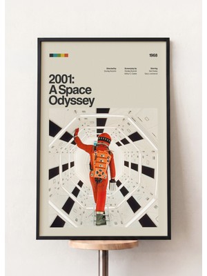Pena Tablo 2001 A Space Odyssey Retro Film Posteri Siyah Çerçeveli Tablo - Film Tabloları