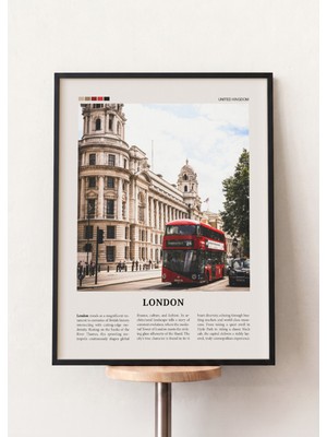 Pena Tablo Londra Şehir Posteri Siyah Çerçeveli Tablo - Şehir Posterleri ve Seyahat Tabloları