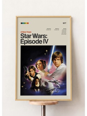 Pena Tablo Star Wars Episode 4 A New Hope Retro Film Posteri Ahşap Çerçeveli Tablo - Film Poster Tablo